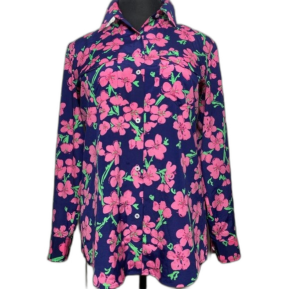 LILLY PULITZER Button-down Floral Blouse EUC! - Picture 1 of 9